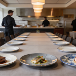 de la vaisselle churchill sur une table au restaurant